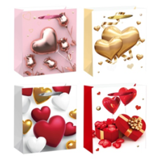 Пакет подарунковий, “Серця“, 4 дизайни, 210 г, 26x32x10см, DV-2131 М KNZ