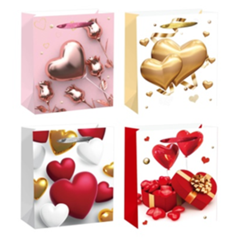 Пакет подарунковий, “Серця“, 4 дизайни, 210 г, 26x32x10см, DV-2131 М KNZ Пакет подарунковий, “Серця“, 4 дизайни, 210 г, 26x32x10см, DV-2131 М KNZ