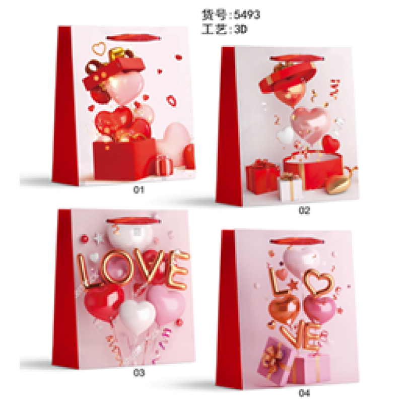 Пакет подарунковий, “Для закоханих“, 4 дизайни, 210 г, 31x40x12см, DV-2157 L KNZ