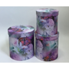 Подарункова коробка кругла - квіти, в наборі - 3шт, W5941 KNZ