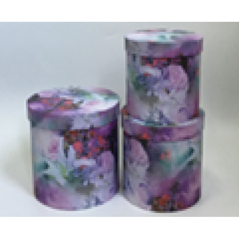 Подарункова коробка кругла - квіти, в наборі - 3шт, W5941 KNZ