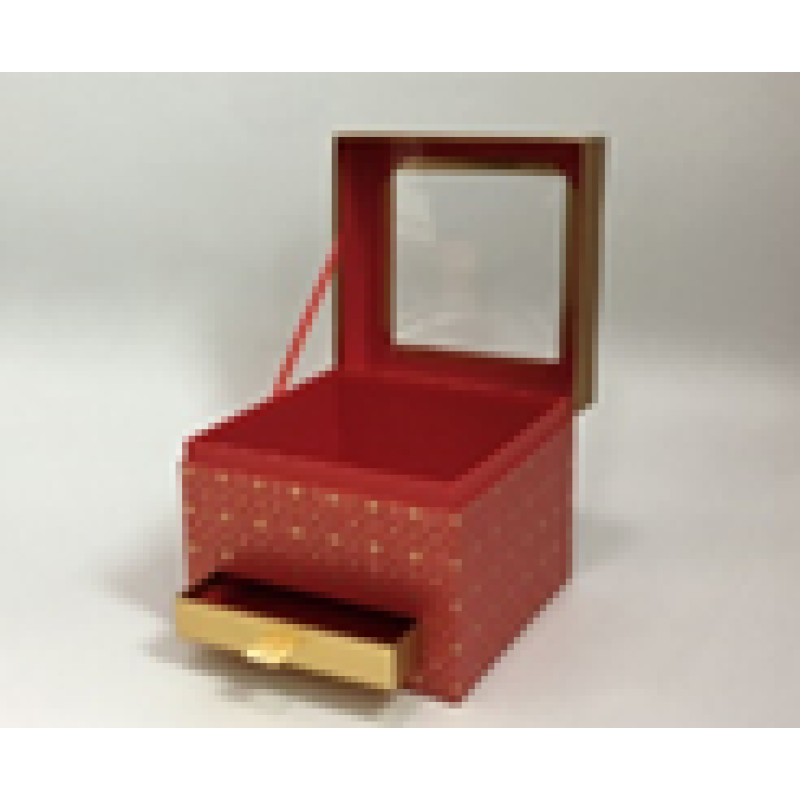 Подарункова коробка квадратна червона, 19x19x16,5см, W5955 KNZ