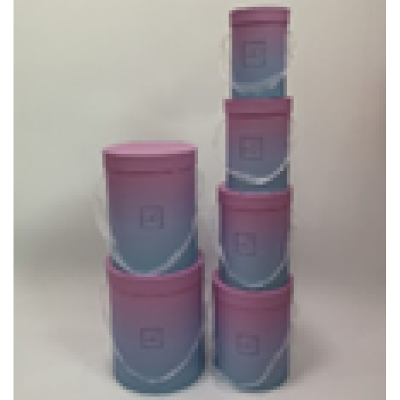 Подарункова коробка кругла - фіалка, в наборі - 6 шт, W5959 KNZ