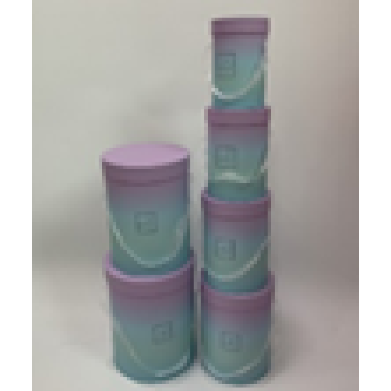 Подарункова коробка кругла - бірюза, в наборі - 6 шт, W5959 KNZ