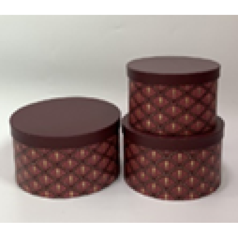 Подарункова коробка кругла - бордо, в наборі - 3 шт, W5966 KNZ Подарункова коробка кругла - бордо, в наборі - 3 шт, W5966 KNZ