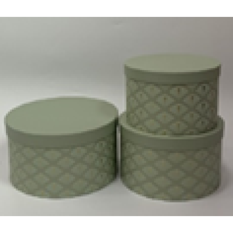 Подарункова коробка кругла - зелена, в наборі - 3 шт, W5967 KNZ