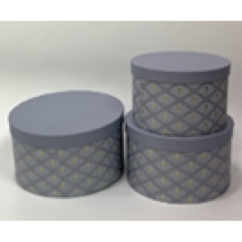 Подарункова коробка кругла - сіра, в наборі - 3 шт, W5969 KNZ