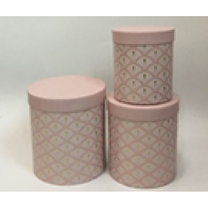 Подарункова коробка кругла - пудра, в наборі - 3 шт, W3001 KNZ Подарункова коробка кругла - пудра, в наборі - 3 шт, W3001 KNZ