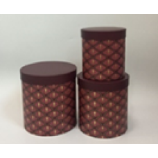 Подарункова коробка кругла - бордо, в наборі - 3 шт, W3002 KNZ