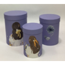 Подарункова коробка кругла - фіолет, у наборі - 3 шт, W3039 KNZ