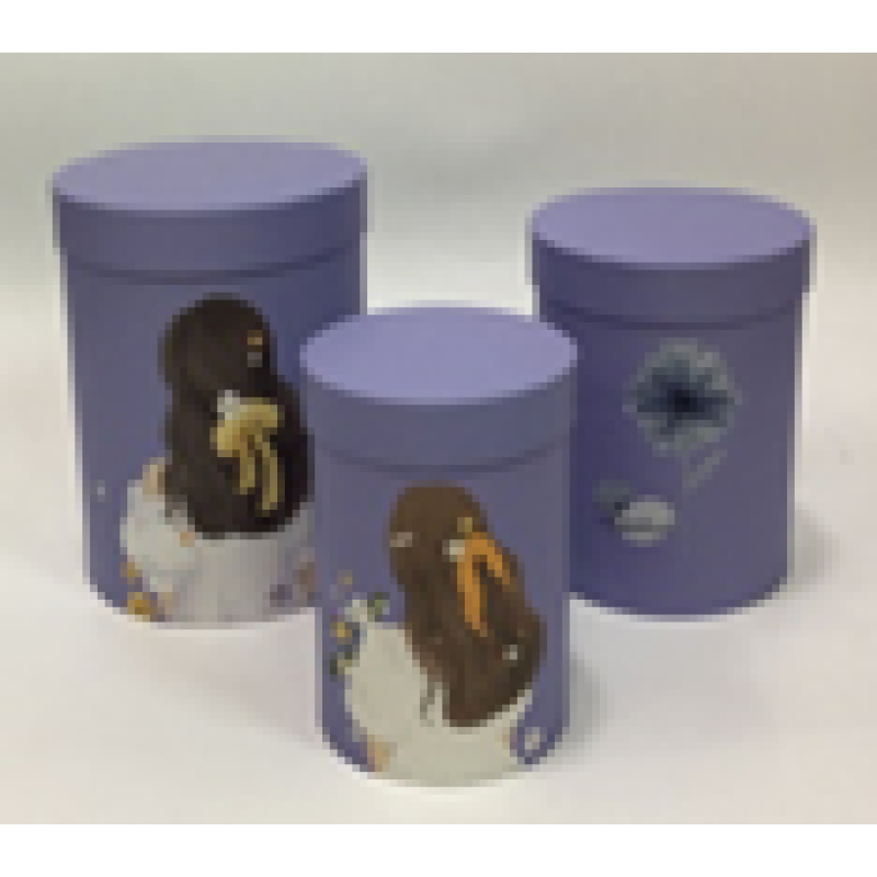 Подарункова коробка кругла - фіолет, у наборі - 3 шт, W3039 KNZ Подарункова коробка кругла - фіолет, у наборі - 3 шт, W3039 KNZ