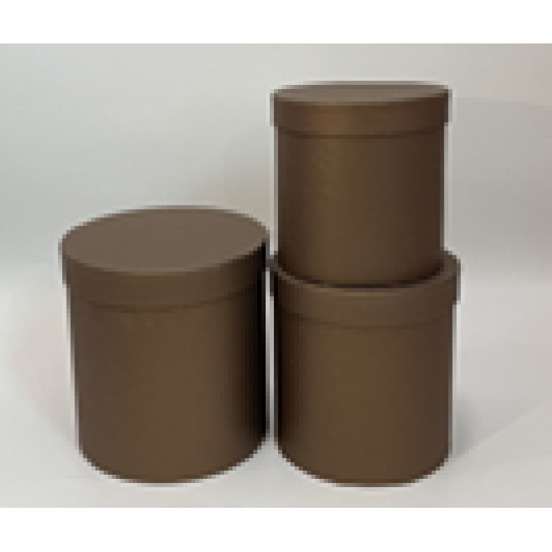 Подарункова коробка кругла - шоколад, у наборі - 3 шт, W3140 KNZ