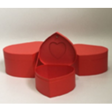 Подарункова коробка серце - червоне, в наборі - 3шт, W3158 KNZ