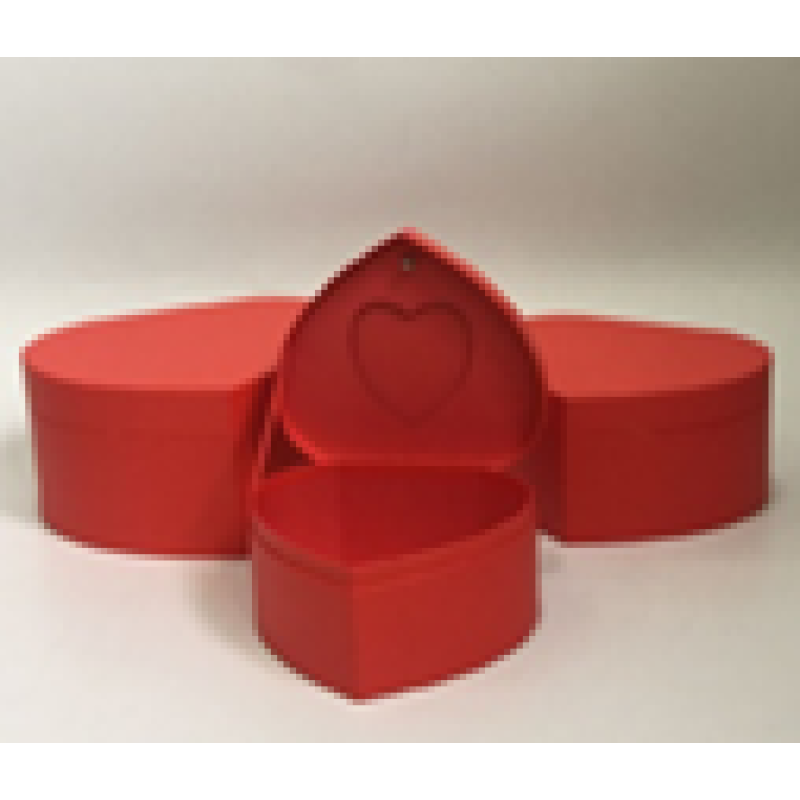 Подарункова коробка серце - червоне, в наборі - 3шт, W3158 KNZ Подарункова коробка серце - червоне, в наборі - 3шт, W3158 KNZ