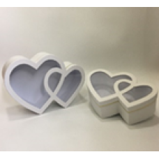 Подарункова коробка подвійне серце - біле, в наборі - 2 шт, W3160 KNZ