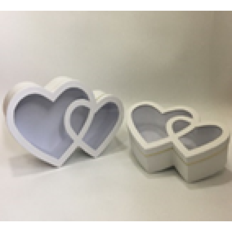 Подарункова коробка подвійне серце - біле, в наборі - 2 шт, W3160 KNZ Подарункова коробка подвійне серце - біле, в наборі - 2 шт, W3160 KNZ