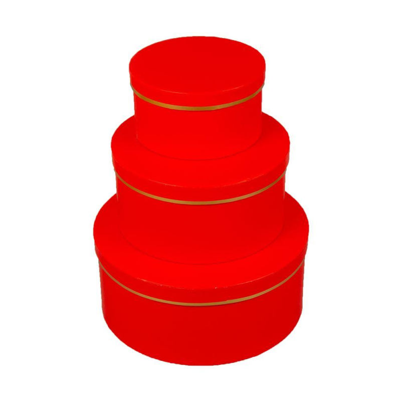 Подарункова коробка кругла - червона, в наборі - 3 шт, W3057 KNZ Подарункова коробка кругла - червона, в наборі - 3 шт, W3057 KNZ