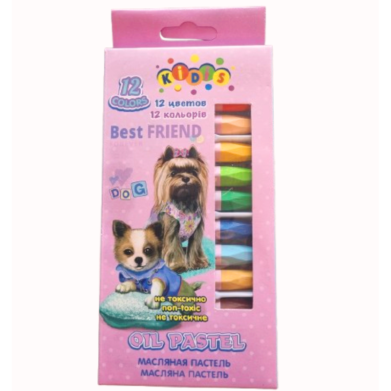 Пастель олійна 12 кольорів KIDIS “BEST FRIEND“ (собачки) KNZ