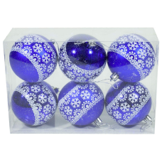 Набір ялинкових куль сині “Візерунок сніжинки“ D 8см (6шт) KNZ