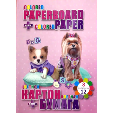 Набір: кольоровий картон 8л + кольоровий папір двосторонній 12л В5 “BEST FRIEND“ Kidis 13249 KNZ