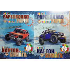 Набір: кольоровий картон 8л + кольоровий папір двосторонній 12л В5 “High speed“ Kidis 13250 KNZ