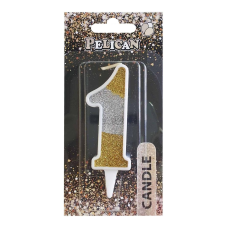 Свічка для торта цифра “1“ срібне ЗОЛОТАННЯ 7 см, TM Pelican 867031 KNZ