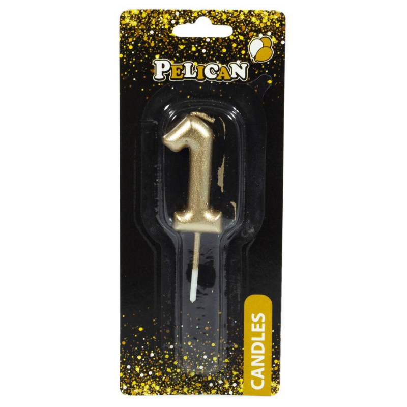 Свічка для торта Pelican, “1“ золото 4,5 см 864511 KNZ