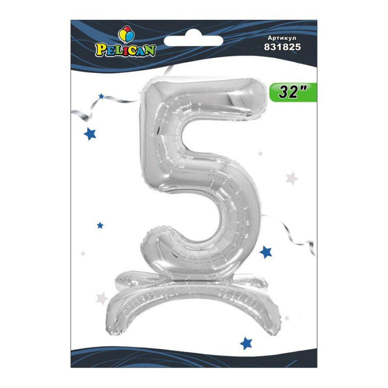 Цифра на підставці Pelican “5“ срібло 80 см 831825 KNZ