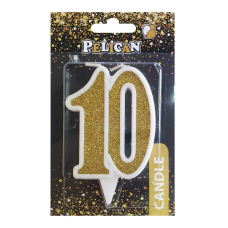 Свічка ювілейна “10“ ЗОЛОТО“ 7 см, TM Pelican 867110 KNZ