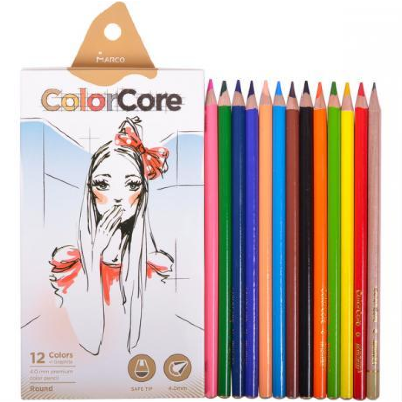 Олівці кольорові 12 кольорів “MARCO“ ColorCore Round 3130-12CB KNZ