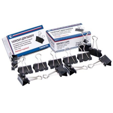 Біндер затискач для паперу 25мм 12шт чорний металевий офісний канцелярський “С“ KNZ