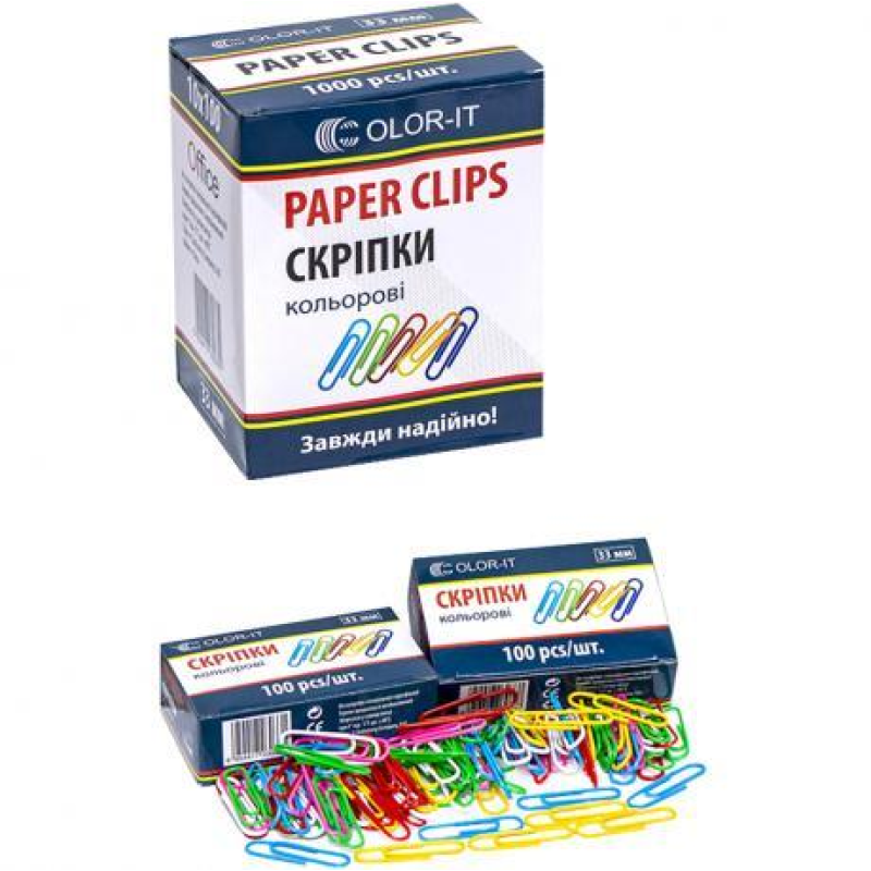 Скріпка метал 33мм кольорова “С“ KNZ Скріпка метал 33мм кольорова “С“ KNZ