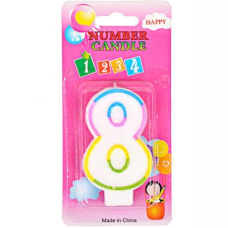 Свечка-цифра цветная с блёсками “8“ 10-117 KNZ