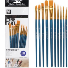 Набір пензликів художніх нейлон 10шт BR5810 KNZ