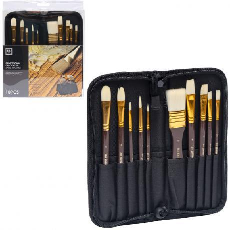 Набір художніх пензлів 10 шт для масляних фарб 1029 KNZ