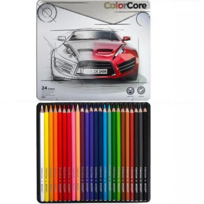 Олівці кольорові 24 кольори “MARCO“ ColorCore Hex у металевому пеналі 3100-24TN KNZ