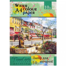 Папір для акварелі А4 10 аркушів, 200г/м² в папці ПА4210 KNZ
