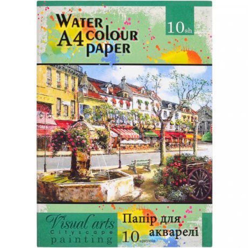 Папір для акварелі А4 10 аркушів, 200г/м² в папці ПА4210 KNZ Папір для акварелі А4 10 аркушів, 200г/м² в папці ПА4210 KNZ
