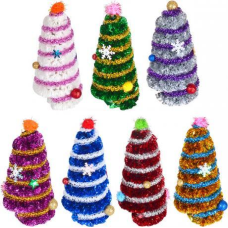 Елочка конусная с украшениями 7*16 см KNZ