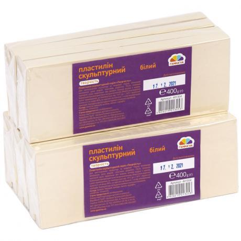 Пластилін скульптурний 400г “Творчість“ білий “Гамма“ KNZ