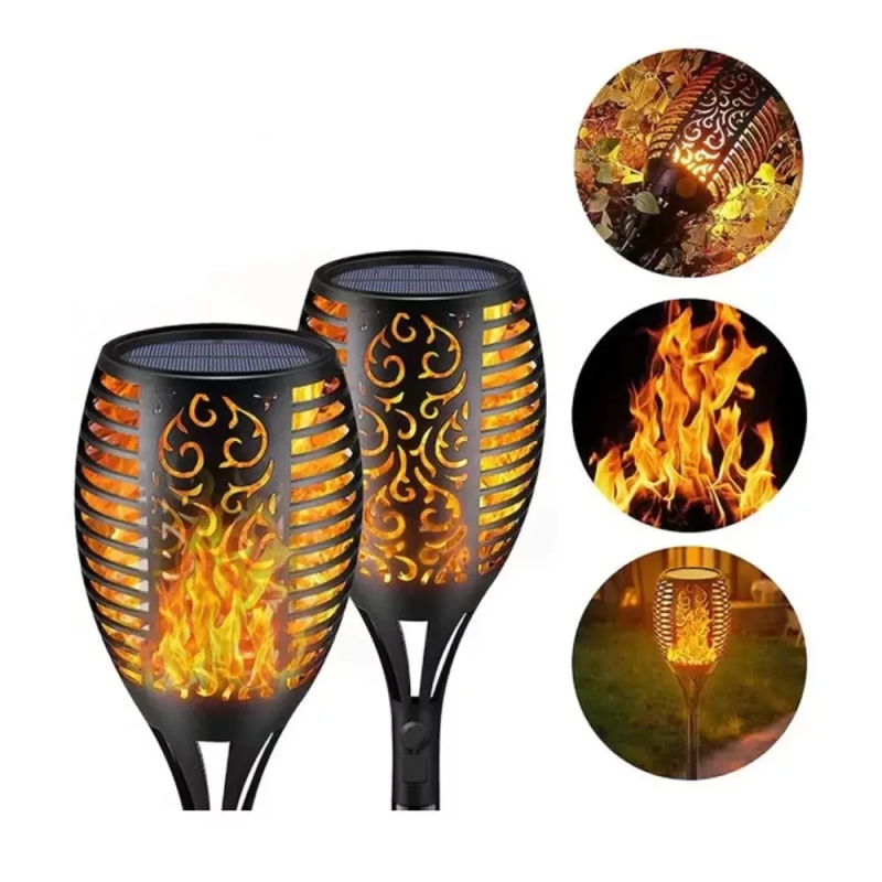 Садовий ліхтар - смолоскип з ефектом полум“я LED на сонячній батареї 46см XF-6018 KNZ