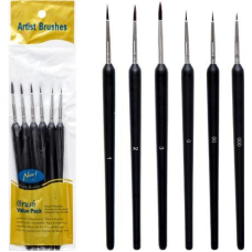 Набір пензликів художніх круглих 6шт 10404 KNZ