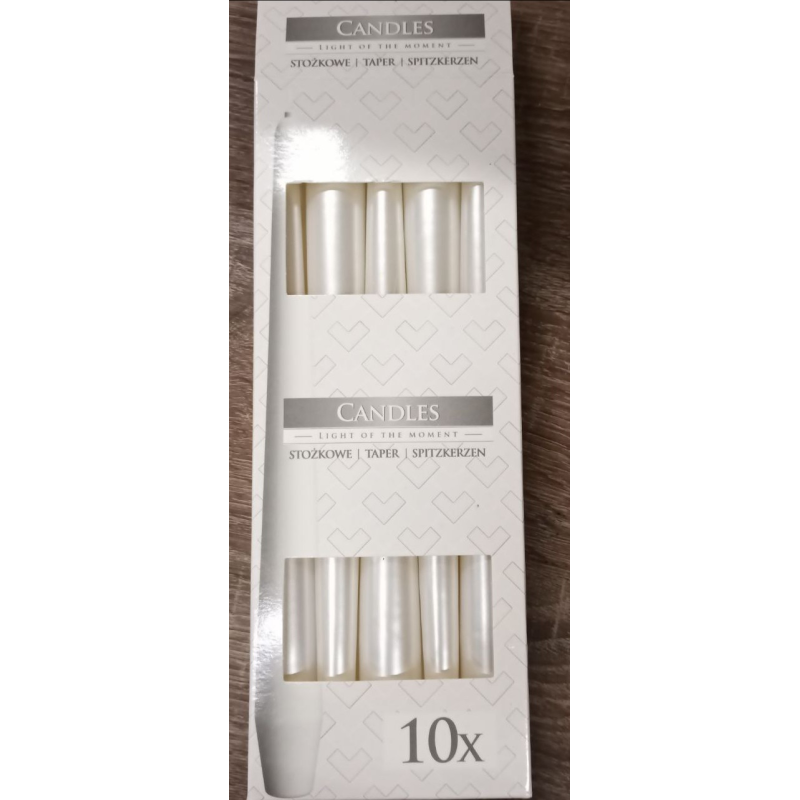 Свічка конічна перлова Bispol 24,5 см 7 годин горіння, 10 шт в уп KNZ Свічка конічна перлова Bispol 24,5 см 7 годин горіння, 10 шт в уп KNZ