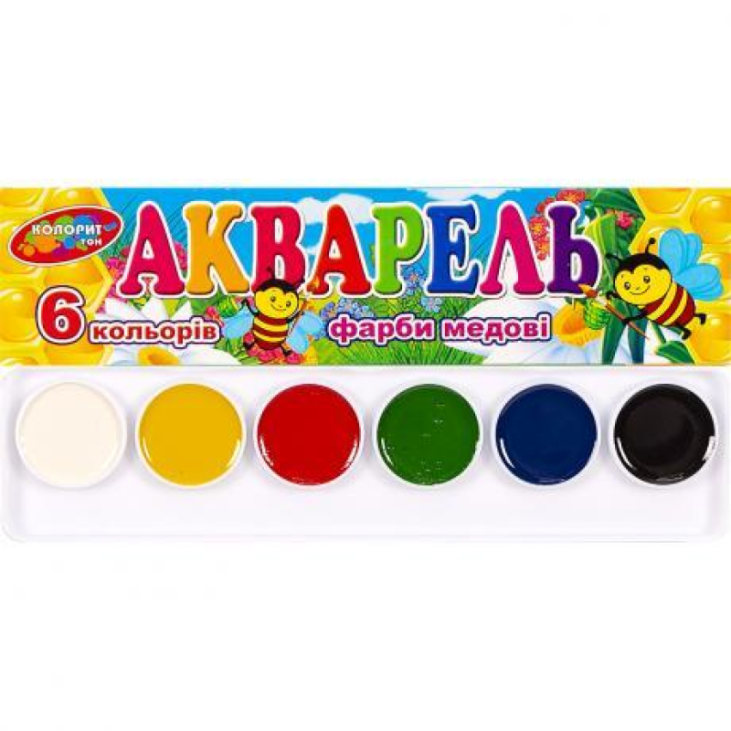 Акварель 6 кольорів “Колорит“ в картонній упаковці ККА-6 KNZ Акварель 6 кольорів “Колорит“ в картонній упаковці ККА-6 KNZ
