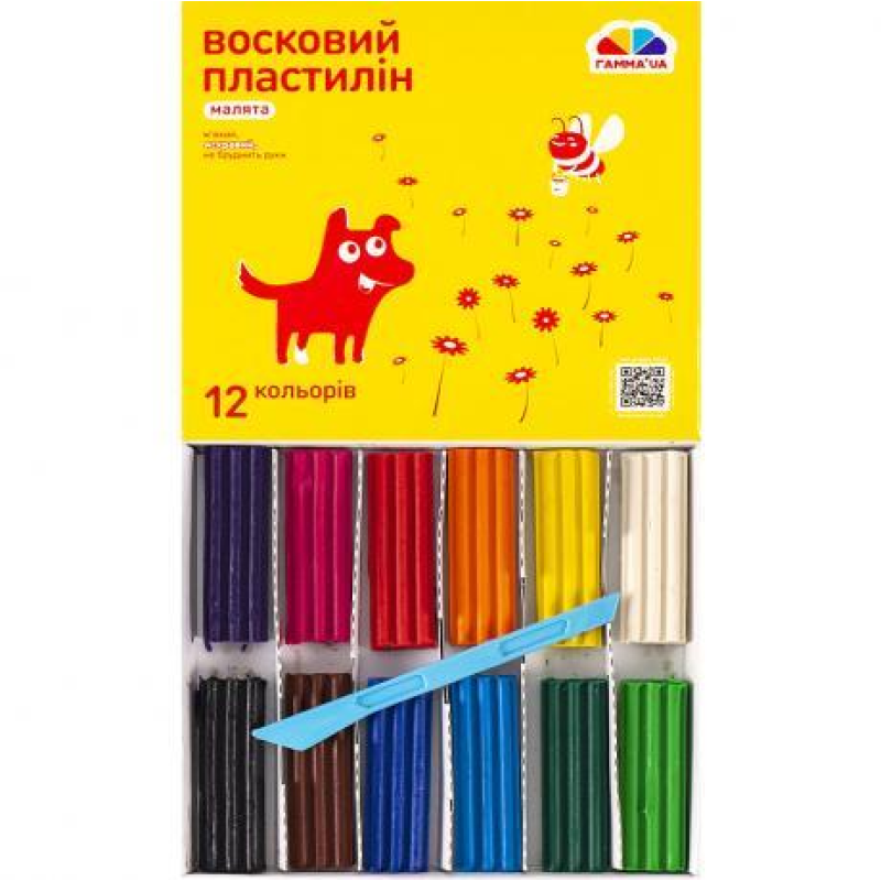 Пластилін восковий “Малята“ 12 кольорів, 144 г “Гамма“ KNZ