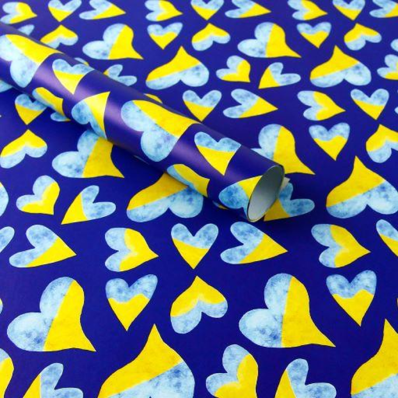 Папір для пакування подарунків — Серця українців — 10 аркушів PCZ10070-10-410 KNZ