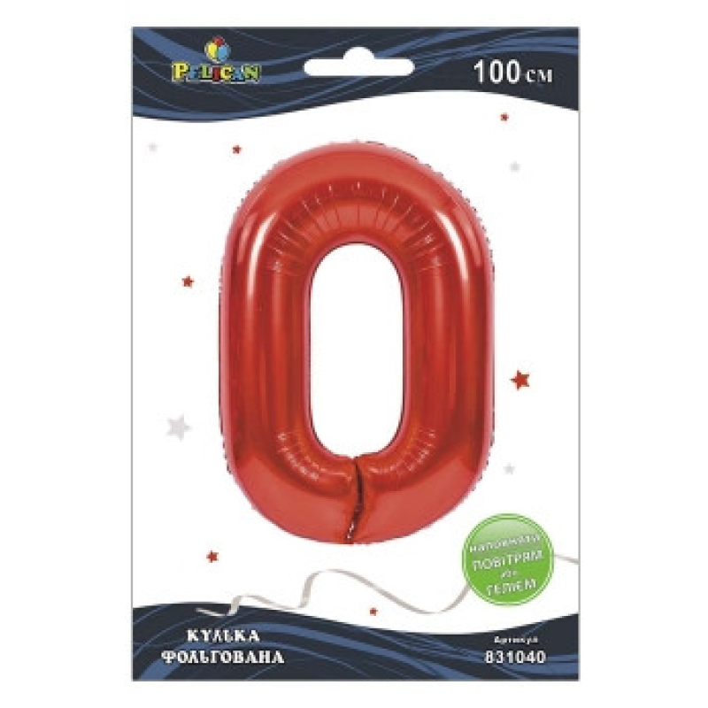 Цифра фольгована Pelican, “0“ червона 100 см 831040 KNZ