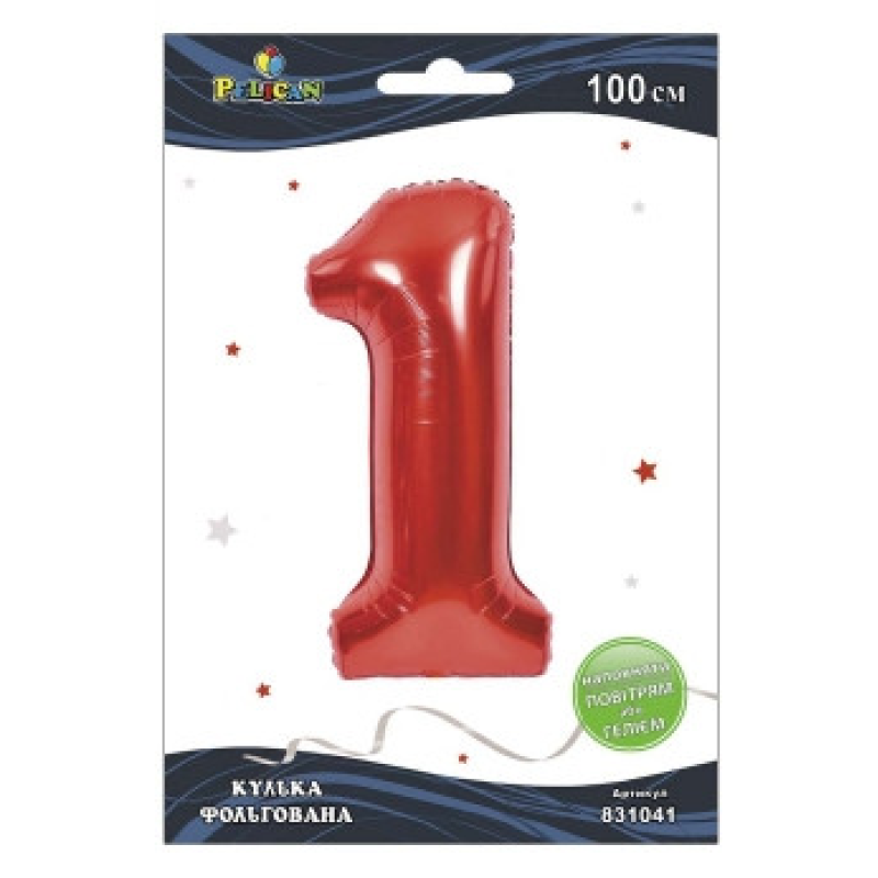 Цифра фольгована Pelican, “1“ червона 100 см 831041 KNZ