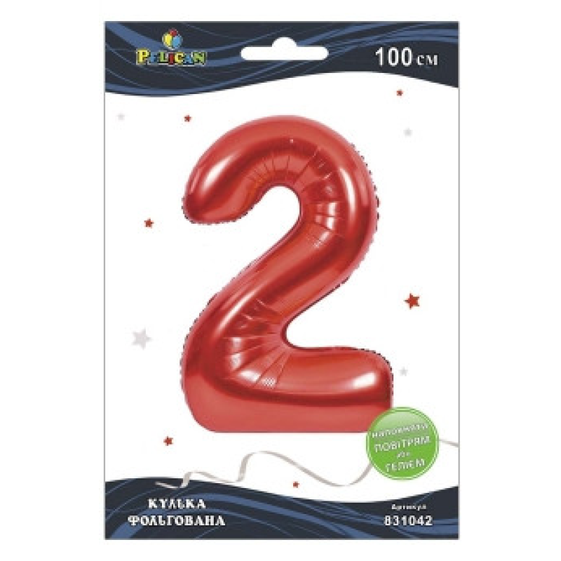 Цифра фольгована Pelican, “2“ червона 100 см 831042 KNZ