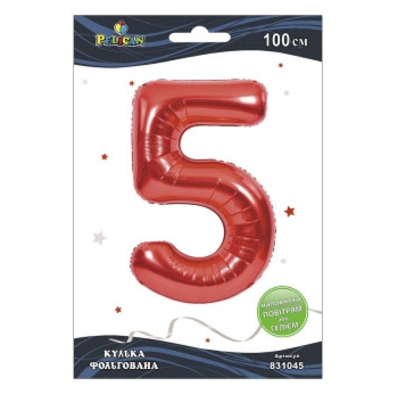 Цифра фольгована Pelican, “5“ червона 100 см 831045 KNZ